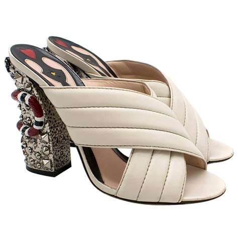 gucci quilted leather snake-heel mule sandal|net a porter Gucci sandals.